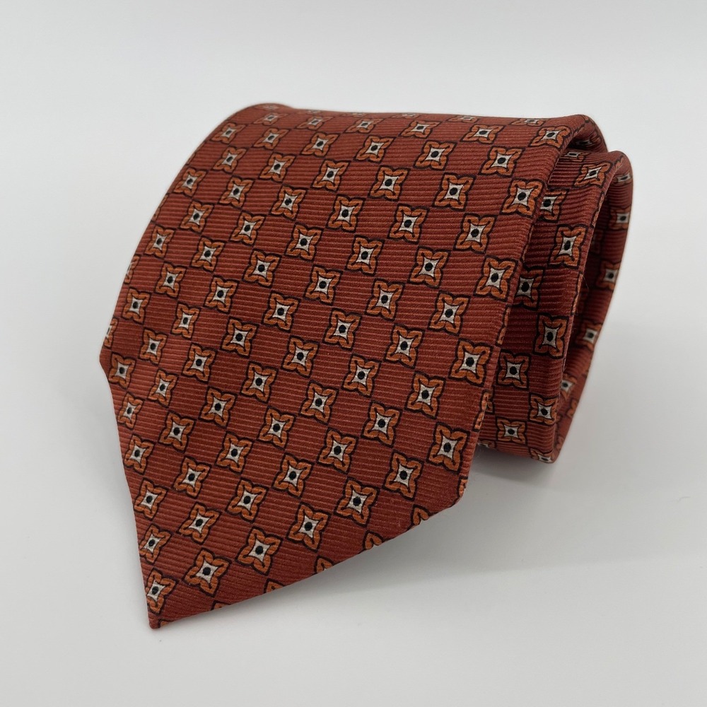 Jos. A. Bank Executive Collection Silk Tie Orange Geometric Medallion Men's Tie